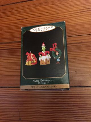 1999 Hallmark Merry Grinch - Mas Mini Dr Seuss Christmas Ornaments Set Of 3