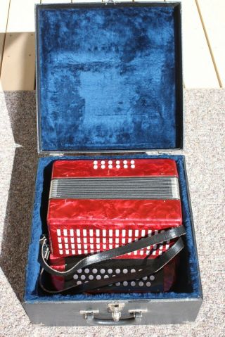 Vintage1950s Concertina Red Pearl Democratic Republic Of Germany