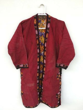402 Uzbek Vintage Silk Robe Dress Chapan Caftan Length 3ft5inch Width 22inch