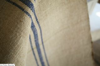 6,  6y Vintage European Grain Sack Fabric Linen Hemp Homespun Blue