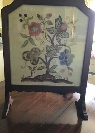 Antique Tapestry Fire Screen 28.  5” X 22”.