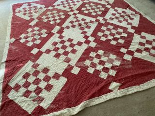 Antique Red And White Cutter Quilt.