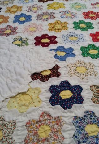 Antique Hexagon Quilt Early 1900 