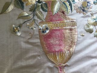 19th century Victorian/Georgian mourning silk work picture - flowers in an urn 3
