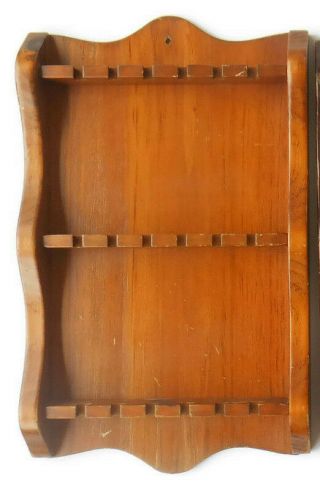Wood Holder Rack For Souvenir Spoons Colonial Styling Holds 18 Spoons