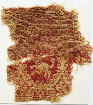 6 - 7C Fayoum Excavated Antique Textile Fragment - Dyeing and Weaving,  Animal,  Egypt 3