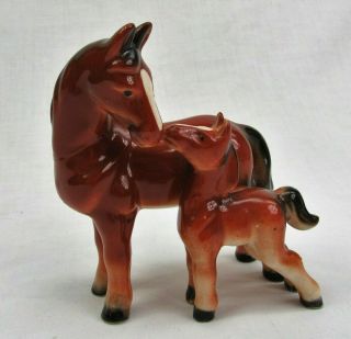 Vintage Horse Figurine Mid Century Mare And Colt 4 " Ceramic