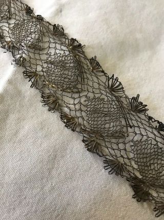Antique French Metallic Silver/gold Lace: 4 Yds - 16 Inch