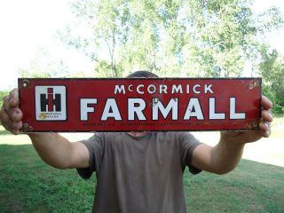 Old Vintage 1950s Mccormick Farmall International Harvester Porcelain Farm Sign