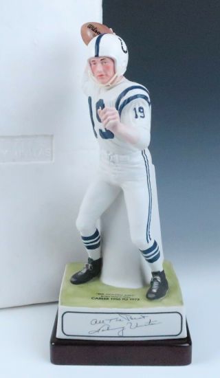 Vintage Johnny Unitas Ceramic Decanter W/ Base & Box Baltimore Colts Nfl Statue