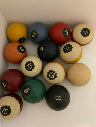 Set Of Clay Vintage Billiard Balls,  Pool Balls 13pc
