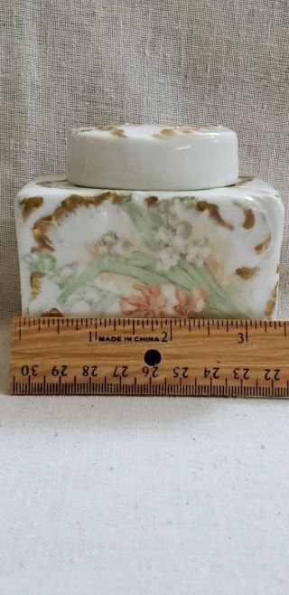 Antique Limoges WG & C France Hand - painted Floral Porcelain Vanity Dresser Jar 3