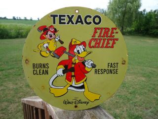 Old Vintage 1967 Texaco Fire Chief Gasoline Porcelain Gas Oil Sign Station