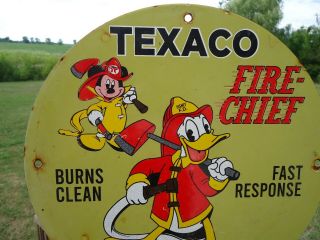 OLD VINTAGE 1967 TEXACO FIRE CHIEF GASOLINE PORCELAIN GAS OIL SIGN STATION 2