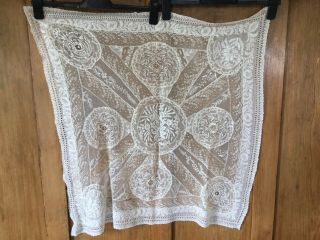 Antique Normandy Lace Coverlet With Whitework