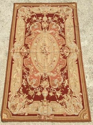 232 ANTIQUE 19C FRENCH HAND WOVEN CROSS STITCH TAPESTRY size: 4.  10 x 2.  9 feet 2