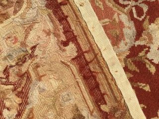 232 ANTIQUE 19C FRENCH HAND WOVEN CROSS STITCH TAPESTRY size: 4.  10 x 2.  9 feet 3