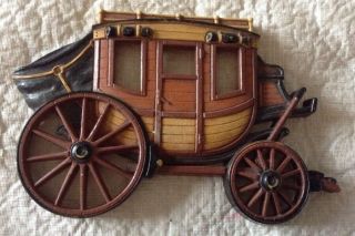 Vintage Homco Wall Plaques Stage Coach 1975 Made In Usa