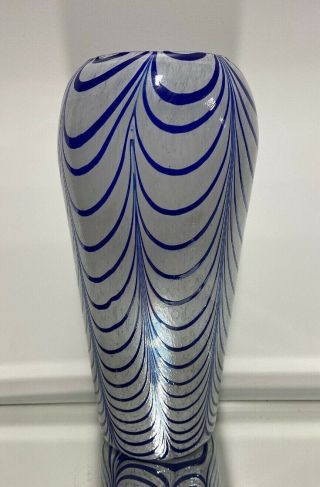 Vintage Studio Art Murano Art Glass Pulled Feather Glass 12 " Vase Sculpture