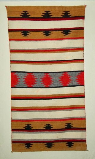 Vintage Navajo Double Saddle Blanket Rug 29 X 56 Native American Weaving