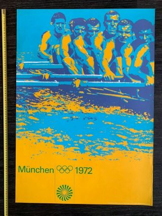 Munich Olympics 1972 Vintage Poster By Otl Aicher Rowing Version