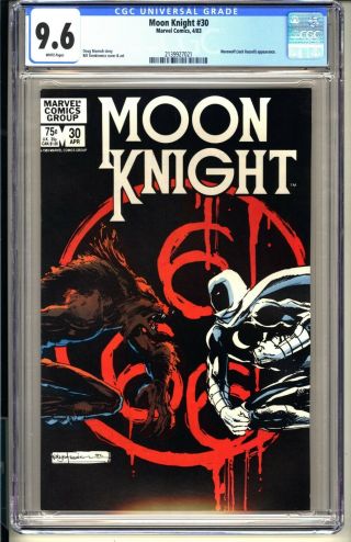 Moon Knight 30 Cgc 9.  6 Wp Nm,  Marvel Comics 1983 Sienkiewicz Werewolf App