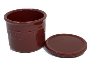 Longaberger One Pint Paprika Red Salt Crock Pottery With Lid Cover/coaster