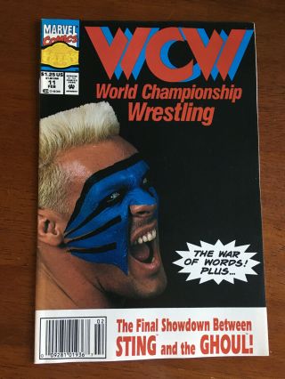 Wcw World Championship Wrestling 11 Finevf Marvel Comics 1992 Newsstand Sting