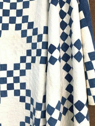 Farmhouse Blue C 1900s Indigo Chain Quilt Antique Pa Country Checkerboard