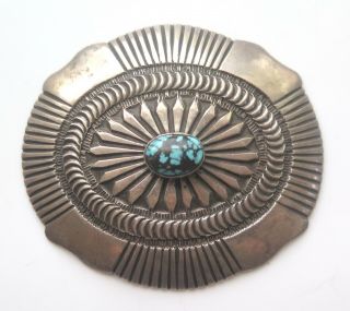 Old Pawn Vintage Large Navajo Oval Turquoise Sterling Silver Belt Concho 59g