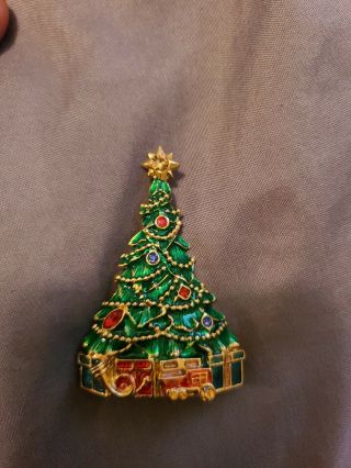 Vintage Christopher Radko Christmas Tree Brooch Pendant