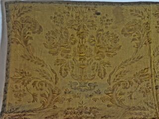 Antique 19th C.  French Gold Metallic Brocade Fabric Uu581