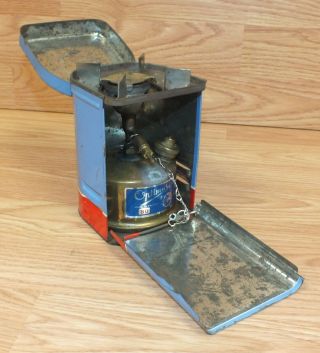 Vintage Optimus 80 Sweden Made Collectible Camping Stove in Blue Tin 2