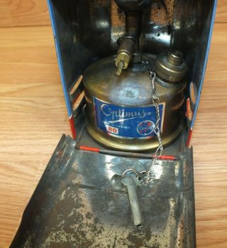 Vintage Optimus 80 Sweden Made Collectible Camping Stove in Blue Tin 3