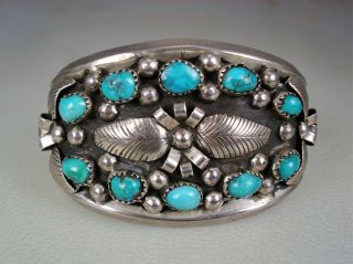 Vintage Darlene Thomas Navajo Sterling Silver & 10 Turquoise Cluster Bracelet