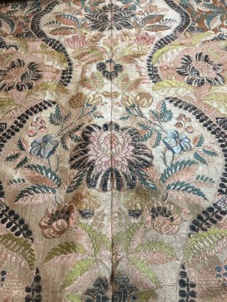 Vintage Antique Tapestry Damask Peach Wall Hanging Table Top C 1900 62 "