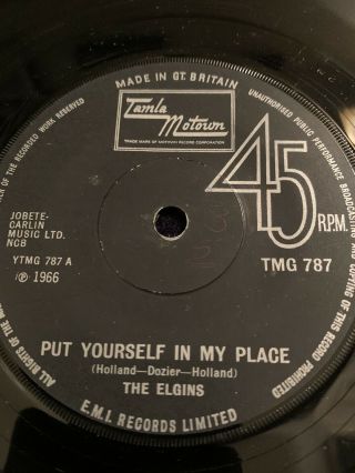 The Elgins Put Yourself In My Place Tamla 45,  R&b,  Northern Soul Orig Vinyl