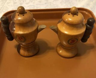 Vintage Wooden Tea Pot Salt And Pepper Shakers North Carolina