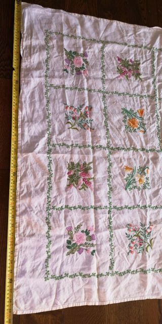 Vintage Heavely Embroidered Tablecloth With Flowers