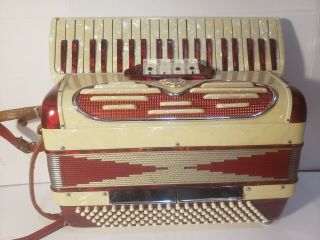 Vintage Brunati 120 Bass Student Accordion With Case Made In Italy