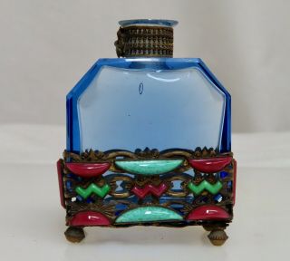 Vintage Czech Jeweled Perfume Scent Bottle - 80380