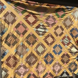 Rags 1850’s Early Quilt Top Great Fabrics Very Large