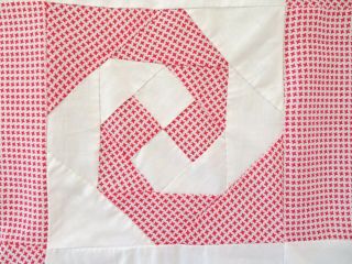 Antique 1940 ' s Handmade Hand Stitched Red & White Pinwheel Quilt Top 85x57 3