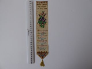 Antique E Bollans & Co Leamington Spa Machine Woven Silk Bookmark Approx.  30 Cm