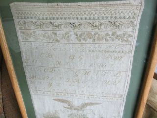 Vintage Antique 1829 Dated Signed Early American Sampler Hand Stitched In Frame