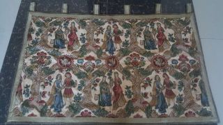 Antique 19c Aubusson French Print Tapestry Size 28 " X44 " (cm71x112)