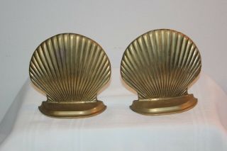 Vintage Brass Clam Shell Bookends 5 "
