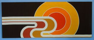 Vtg 50 " Wall Art Pop Wave Curve Mid Century Modern Geometric 70s Orange Brown