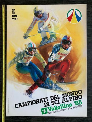 World Ski Championships Valtellina 1985 Vintage Poster