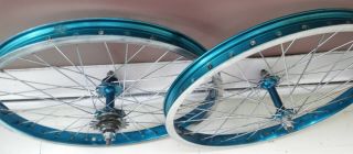 Ukai 20x1.  75 Blue Anodized Vintage Bmx Wheel Set For Repair Or Parts